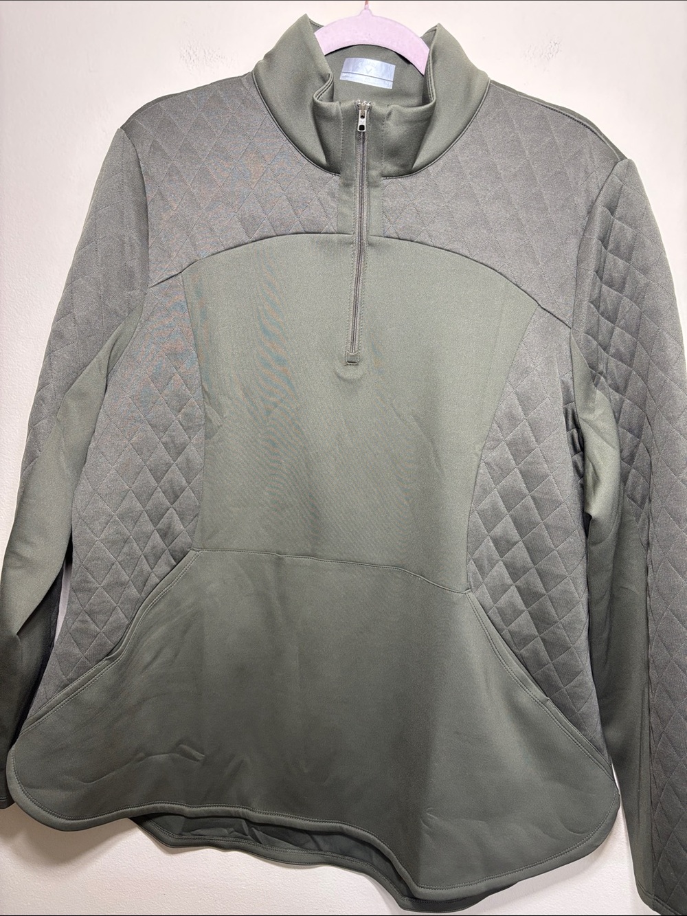 Callaway Olive Green Quilted Half-Zip Pullover